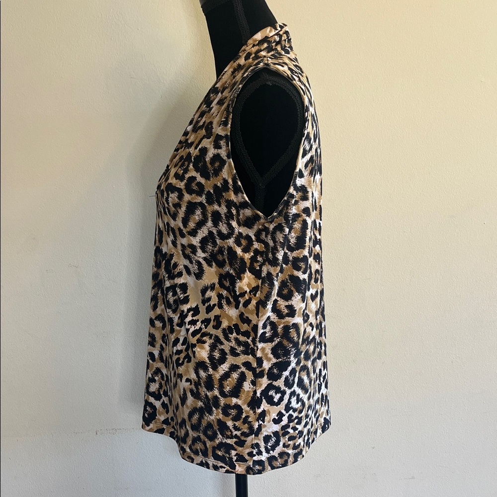 Anne Klein Leopard Print Sleeveless Top - Picture 3 of 5